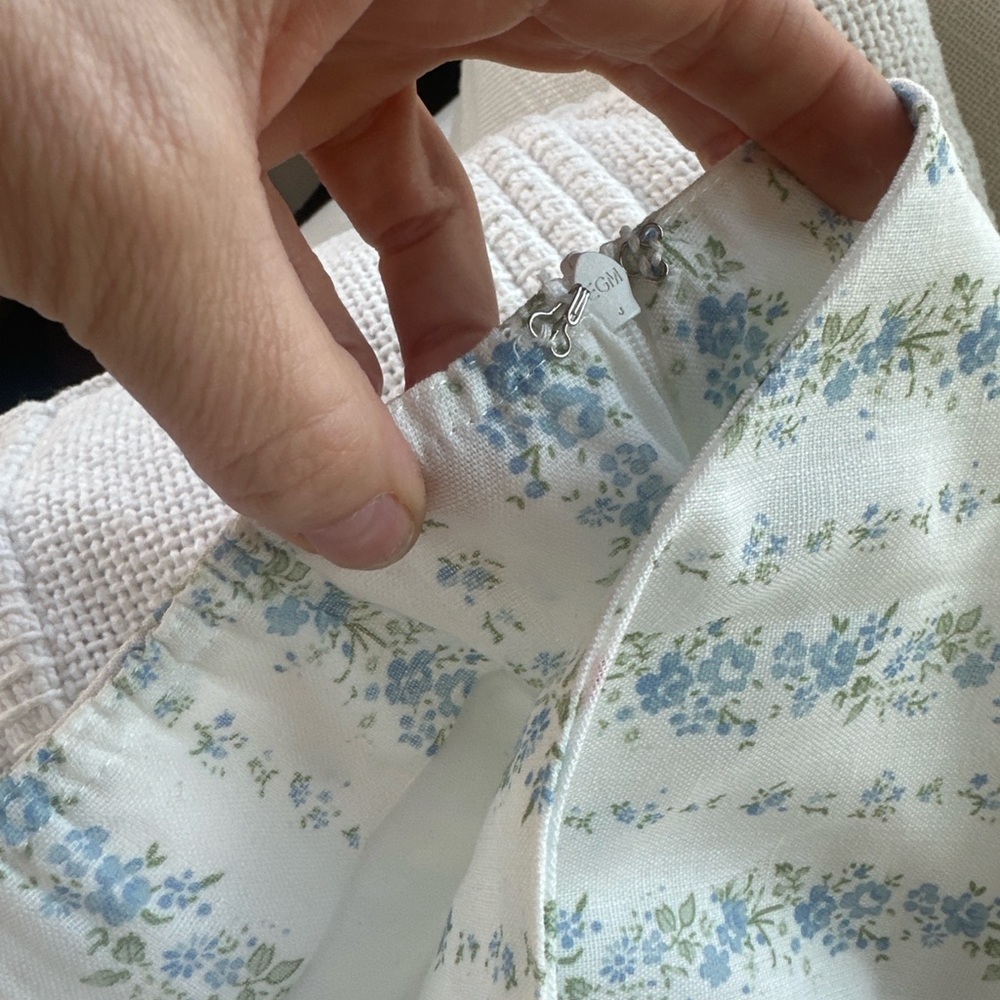 Arula Cottagecore Floral Maxi Skirt 1X Blue White Lined Flowy Prairie whimsical - Picture 5 of 6